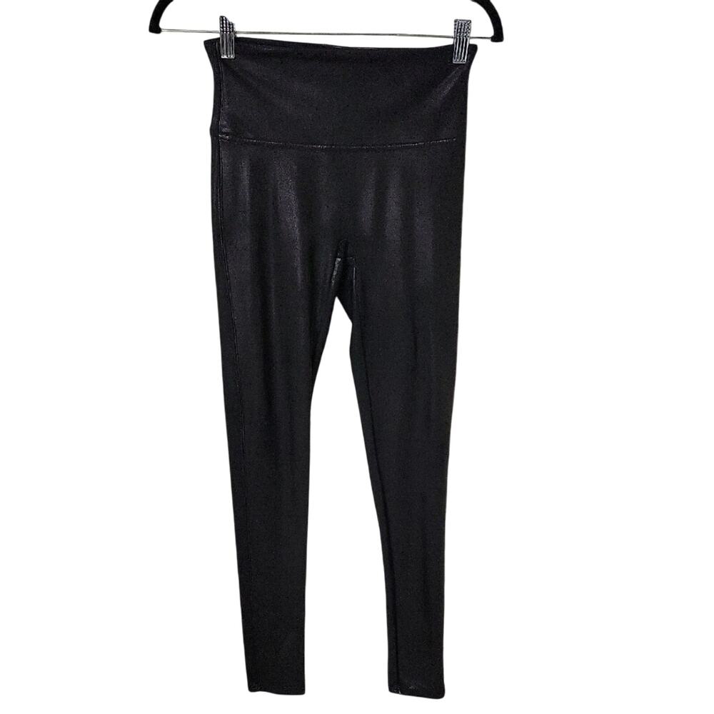 Spanx Black Faux Leather Leggings Womens Size Medium